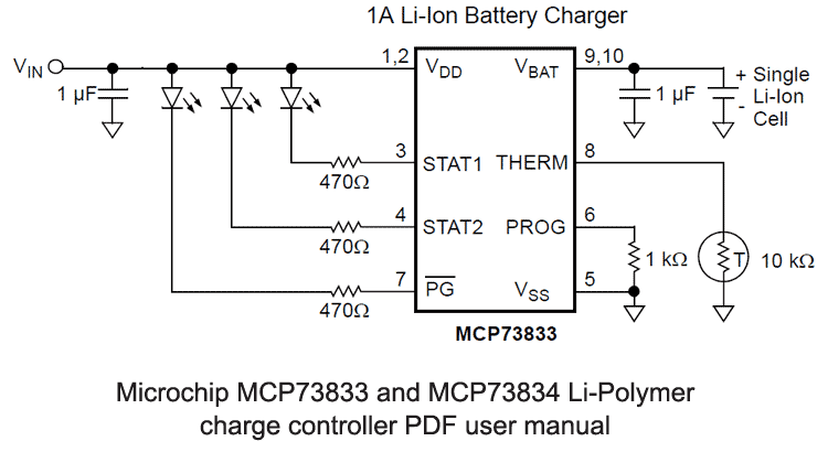 Microchip MCP73833/4 Li-Polymer charge controller PDF user manual