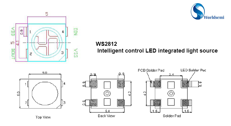 WS2812 - Intelligent control LED integrated light source