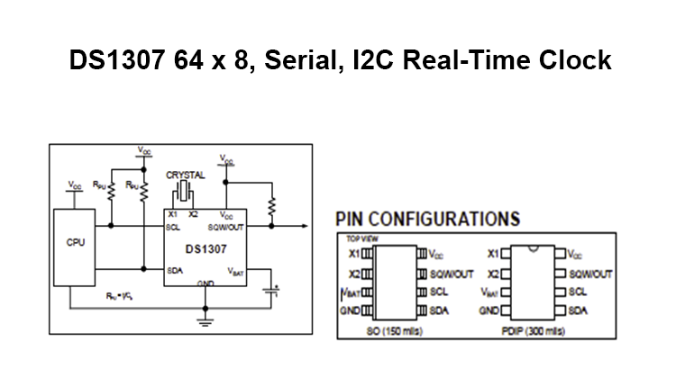 DS1307 64 x 8, Serial, I2C Real-Time Clock