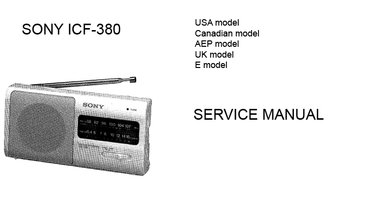 SONY ICF-380 FM/AM receiver PDF service manual