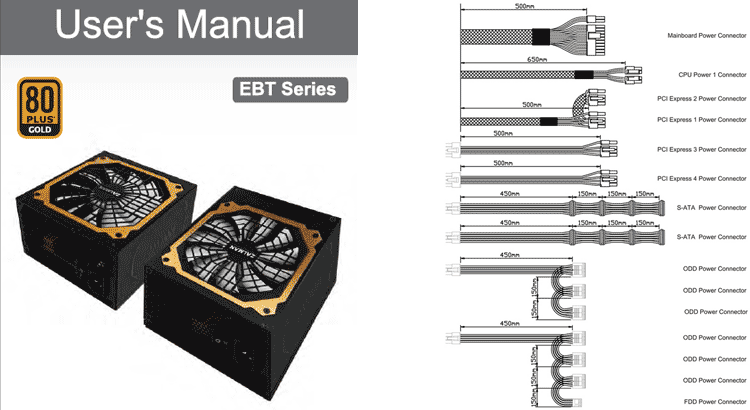 Zalman power supplies ZM650-EBT, ZM750-EBT, ZM850-EBT, ZM1000-EBT electrical and physical specifications